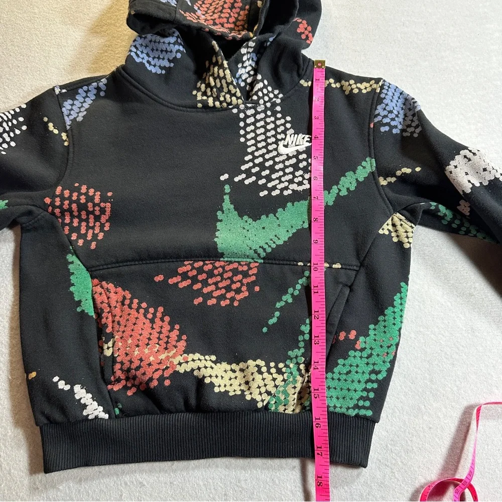 Nike Kids Hoodie Small‎ Black Pullover Sweatshirt Colorful Swoosh Print Logo